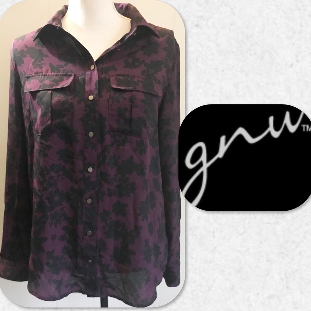 GNW sheer long sleeve button down